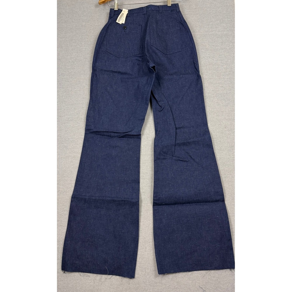 Vintage US Navy Denim Bell Bottoms 26x34 Dark Wash Military Utility Pants 12R - Picture 2 of 7